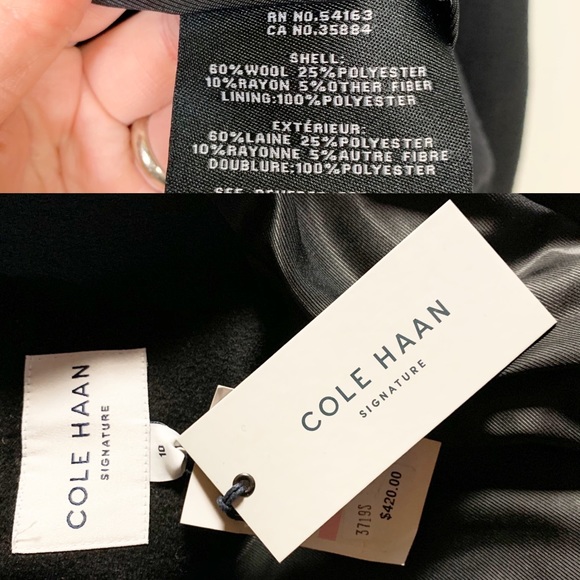 COLE HAAN Signature Black Wool Wrap Coat 10 NWT - Picture 8 of 8
